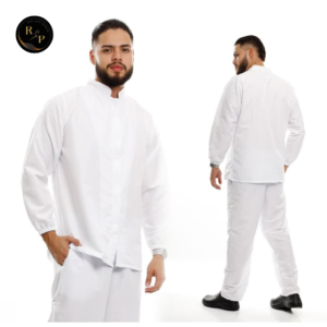 Uniforme antifluido cierre invisible para manipulación de alimentos sin bolsillo